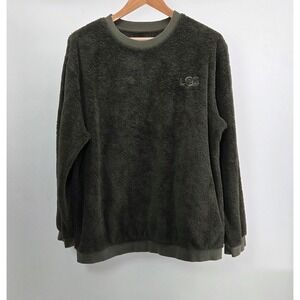 UGG Sherpa Fleece Crewneck Sweatshirt Pullover Khaki Olive Green XL